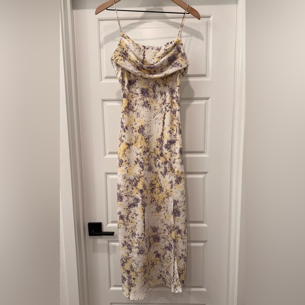 Saints + Secrets Yellow and Purple Patterned Dress